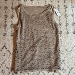 Loft tan and cream mesh tank top size XS